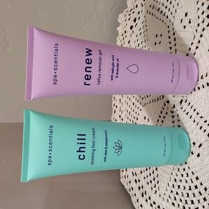 Spa Scentials Renew & Chill Foot Callus Remover Gel & Soothing Foot Cream New